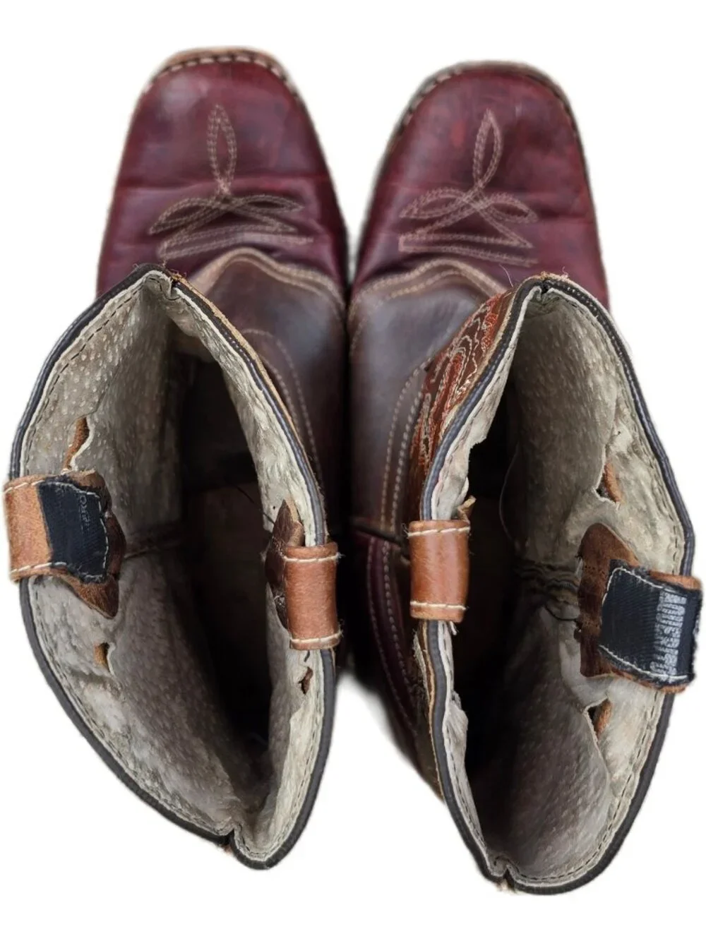 Vintage Kids Vaquerito Leather Cowboy Boots Two Tone Square Toe Size 3 Youth